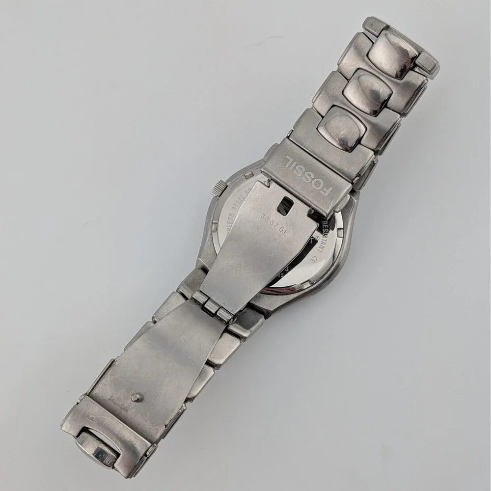 Fossil Arkitek FS-2903 Gray Brown Sunburst Dial Stainless Steel Date Watch 36mm